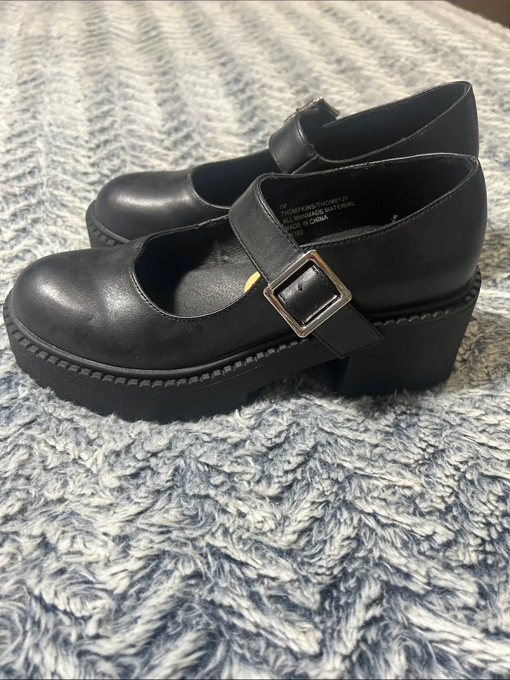 Madden Girl Black Chunky Mary Jane Platform Heels Shoes